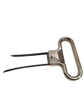 Vintage Metal Two-Prong Wine Bottle Cork Puller Remover With Handle